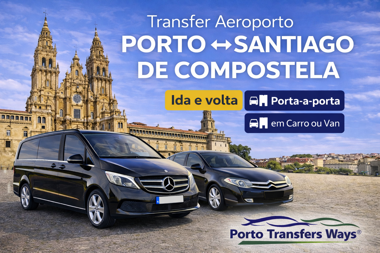 Transfer Aeroporto do Porto para Santiago de Compostela desde 350€